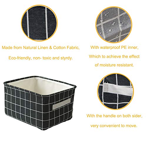 Foldable Storage Bin Basket,Foldable Fabric Storage Receive Basket with Handle Cotton Linen Blend Storage Bins for Makeup, Book, Baby Toy, 7.8 x 6.1 x 5.1 Inch (5 Count)