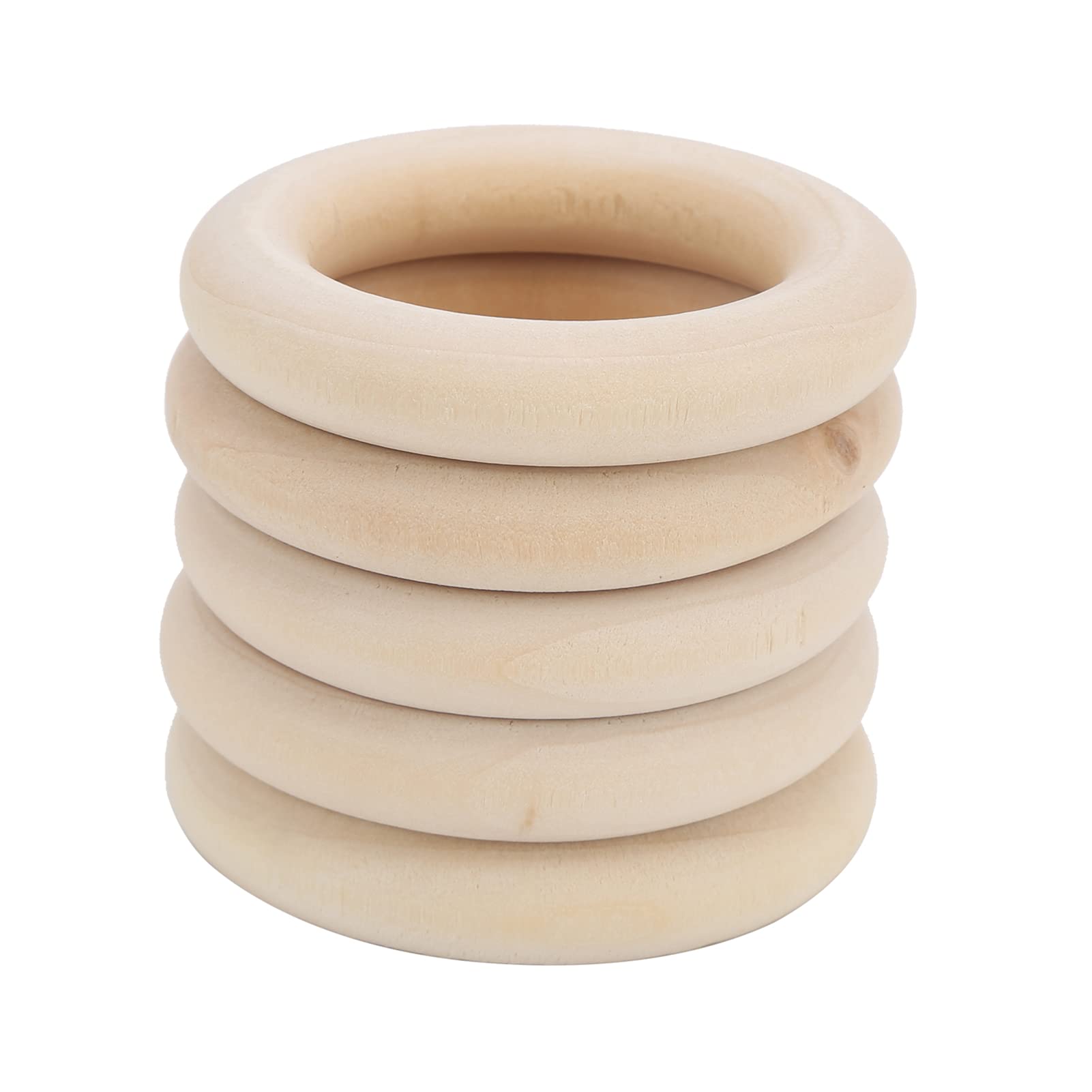 5pcs Wooden Rings for Crafts Natural Unfinished Wood Rings Circle Wood Pendant Connectors for DIY Projects Jewelry and Craft Making(60mm)