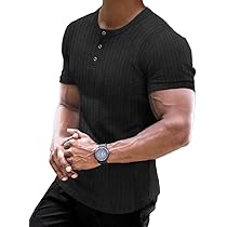Muscle Cmdr Men's Ribbed Henley Shirt Slim Fit Muscle Shirt