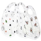 3 Baby Bibs & Burp Cloths For Burping, & Drooling. Snap Bibs For Toddlers, Infants, Boys & Girls. Fancy Multi Layers Muslin Cotton Bib For Shower Gift (White)