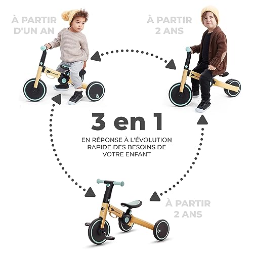 Kinderkraft 4TRIKE Tricycle 3en1, Tricycle Pliable, Vélo sans Pédales, Vélo Bébé, Mini Draisienne, Trotteur, Selle réglable, Trois Roues, De 12 Mois à Environ 5 Ans, 25kg, Bleu