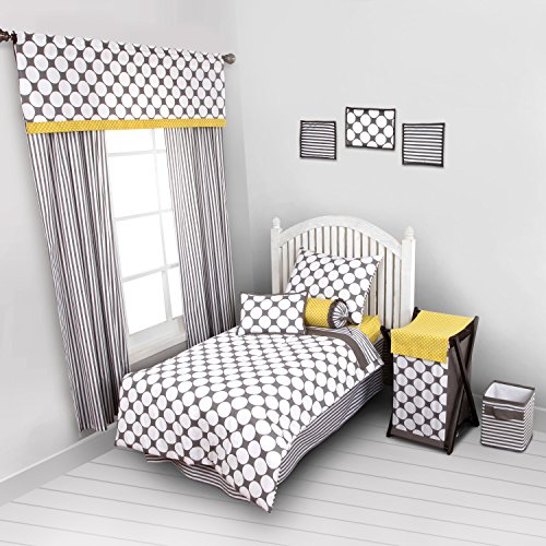 Dots/Pin Stripes Grey/Yellow Hamper