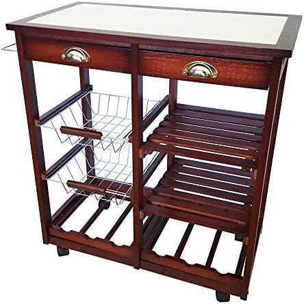 JA Marketing Wood Kitchen Trolley, Cherry