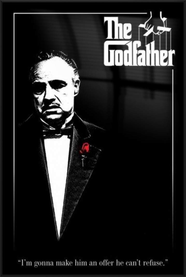 POSTER STOP ONLINE The Godfather - Framed Movie Poster (Regular Style - Red Rose) (Size 24 x 36")