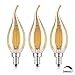 CRLight LED Candelabra Bulb 4W 2500K Warm White, 40W Equivalent 400LM E12 Base Dimmable LED Candle Bulbs, C35 Gilded Glass Flame Shape Bent Tip, 360 Degrees Beam Angle, 3 Pack