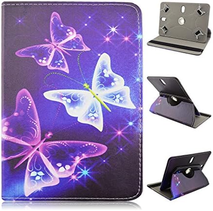 HC Brand For Trio Stealth G5 - 10.1" Inch Tablet Neon Butterfly Synthetic Leather Flip Holder Support Fashion Cute With Soft TPU Cover Skin Folio Case Cover Stand.