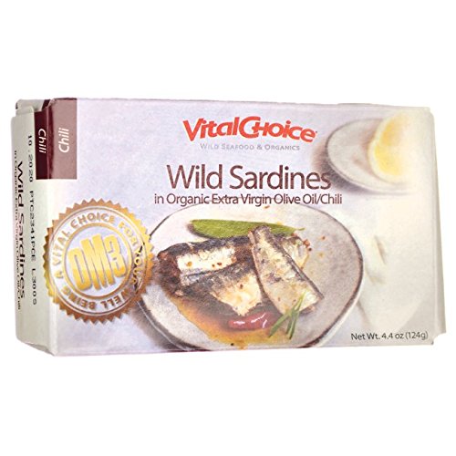 Vital Choice Wild Sardines in Organic Extra Virgin Olive Oil/Chili 4.4 oz (124 grams) Can