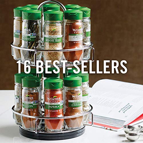 McCormick Gourmet Two Tier Chrome 16 Piece Organic Spice Rack with