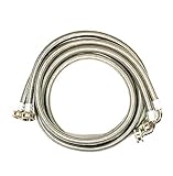 2-Pack Premium Stainless Steel Washing Machine Hoses - 5 FT No-Lead Burst Proof Water Inlet Supply Lines - Universal 90 Degree Elbow Connection - 10 Year Warranty
