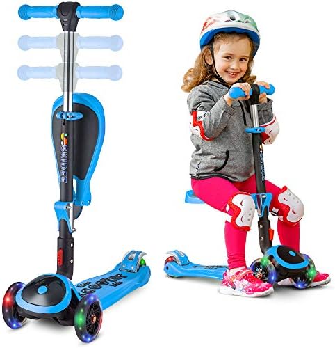 SKIDEE Scooter for Kids with Folding Seat – 2-in-1 Adjustable 3 Wheel Kick Scooter for Toddlers Girls & Boys – Fun Outdoor Toys for Kids Fitness, Outside Games, Kid Activities – Y200