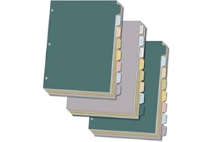 CLIPIQUE 3 Ring Binder Dividers with TAB, Durable Plastic Write & Erase, Colored Binder Dividers, 8 Tab 3 Hole Punch Dividers for 8.5 x 11'' Letter Size Papers, Ideal for Student, Teacher, Morandi 3Sets