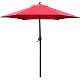 Sunnyglade 7.5' Patio Umbrella Outdoor Table Market Umbrella with Push Button Tilt/Crank, 6 Ribs (Red)