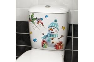 mdgfge Christmas Snowman Toilet Sticker Toilet Cover Self-Adhesive PVC Cute Snowman Sticker for Bathroom Wall Lids Water Tanks Sticker Decorative Decal Supplies 1PC