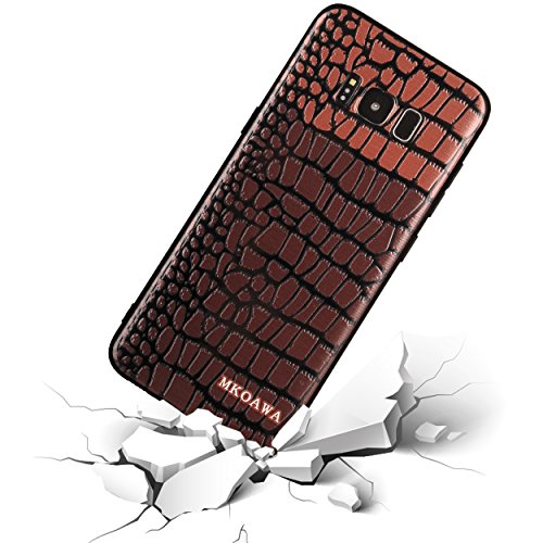 Galaxy S8 Case,MKOAWA Samsung Galaxy S8 Case (5.8 inch) with Resilient Shock Absorption and Carbon Fiber Crocodile pattern Design for Samsung Galaxy S8 (2017) (Brown)