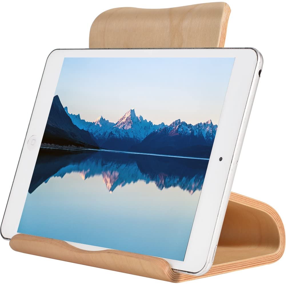 SAMDI Tablet Stand, ipad Stand for Desk, Wooden Tablet Holder, Ipad Holder, Universal Tablet Stands for ipad Pro/Air/Mini, Kindle, Phone
