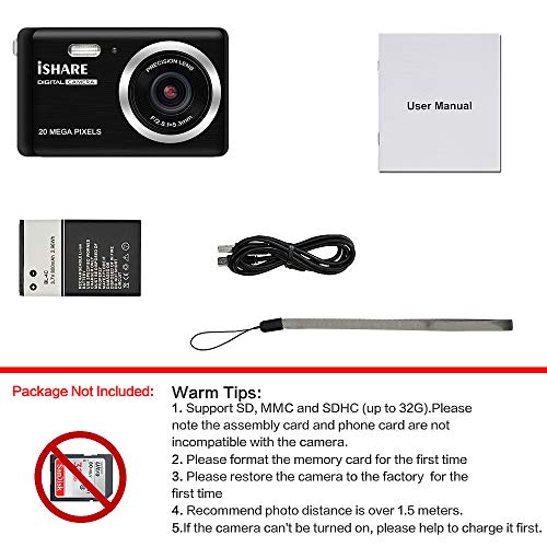 ISHARE Digital Camera for Photography with 2.8’’LCD, 20MP HD