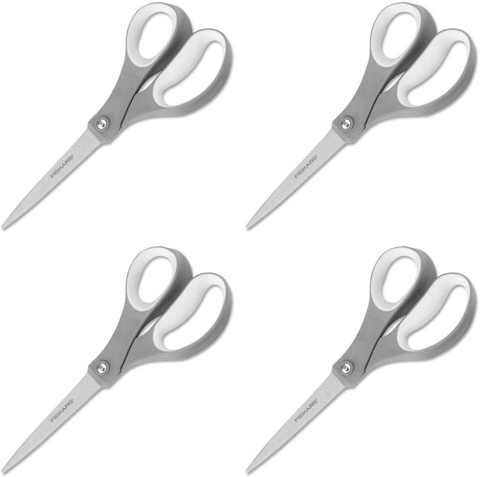 Fiskars 01-004761J Softgrip Scissors Straight Stainless Steel, 8 Inch Pack of 4