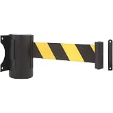 A-KARCK Wall Mount Retractable Belt 16 Foot, Crowd Control Wall Barrier with Steel Case Black and Yellow Belt Works in Any Weather Conditions