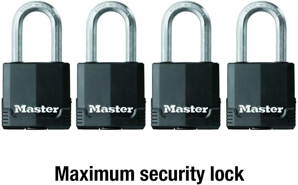 Master Lock Padlock, Magnum Covered Laminated Steel Lock, 1-7/8 in. Wide, M115XQLF (Pack of 4-Keyed Alike) - Padlocks - 