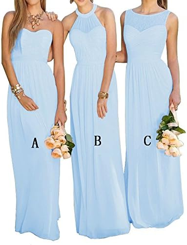 XJLY Lovelybride Pink A Line Long Chiffon Prom Bridesmaid Dress Wedding Party Dress
