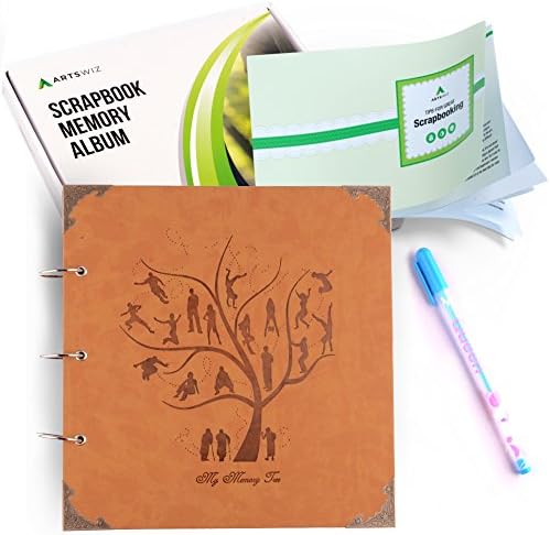ArtsWiz Scrapbook Memory Album Premium Leather Hard Cover DIY Photo Album | Best For Wedding, Anniversary, Birthday, Guestbook or Holiday Memories 60 Round Corner Pages FREE Pen, FREE E-book