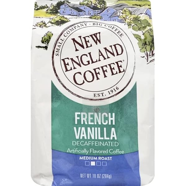 NEW ENGLAND DECAFFEINATED FRENCH VANILLA GROUND COFFEE – 10 OZ – PACK OF 3