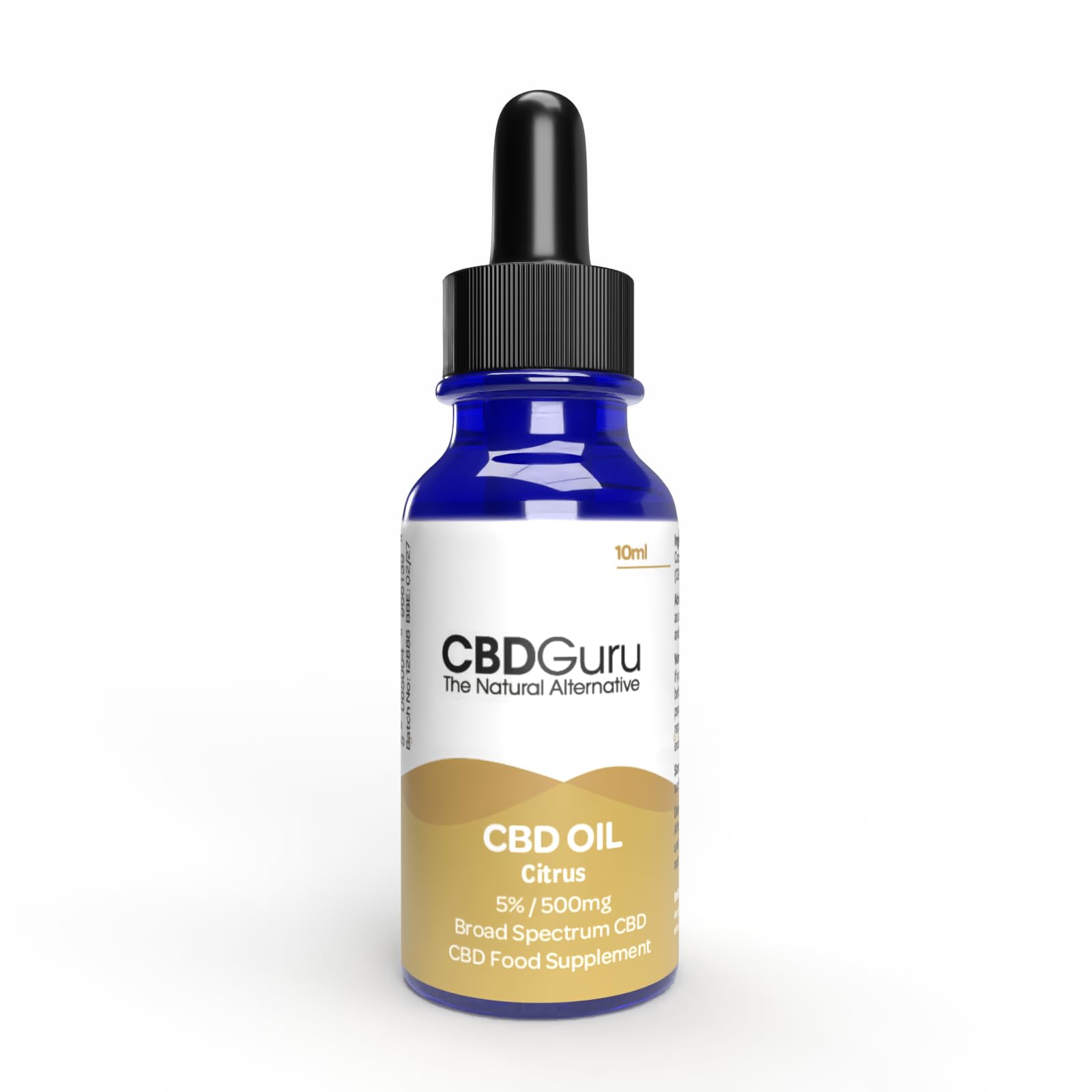 CBD Guru CBD Oil Drops 500mg 10ml - Citrus Flavour Broad Spectrum CBD 5% for Sleep & Anxiety Support