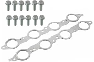 Vroelos stainless steel gasket & Bolts, LS MLS Manifold Header Gasket Pair and Bolts Fit For LS1 4.8L 5.3L 5.7L 6.0L 6.2L 034