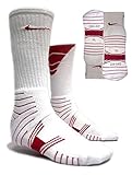 NIKE Men's Elite Vapor Cushioned Football Socks (X-Large, White/Red Pinstripe)