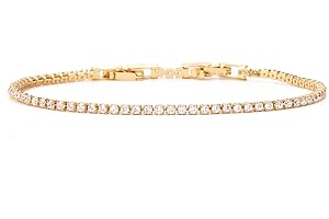 IVY TAILI Tennis Bracelets for Women Dainty 14K Gold Plated Cubic Zirconia Tennis Bracelet Sparkly Rhinestone Bracelet Simulated Diamond Bracelets Tennis Jewelry for Women Men