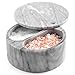 Salt Cellar with Swivel Top and Dual Compartment Elegant Marble Salt Box with Lid for Salt, Spice and Herbs Storage – 5 Ounce Capacity (White Marble)