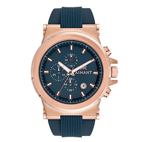 AIMANT Men's Monaco Rose Gold with Blue Silicone Strap Watch GMO-180SI2-2RGB