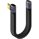 QIANRENON 40Gbps USB4.0 C Female to Male 90° Angle Short Cable 240W Type C 4.0 Socket to Right Angle Plug PD Fast Charging Extension Cable, for Thunderbolt 3/4 Smartphone Tablet,14cm/5.1in (Side Bend)