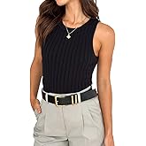 INFITTY Womens Ribbed Tank Tops Crew Neck Slim Fitted Sleeveless Top Casual Basic Summer Knit Sexy Crop Tops