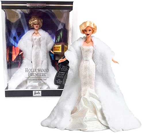 Mattel Year 2000 Barbie Hollywood Movie Star Collector Edition First in a Series 12 Inch Doll - HOLLYWOOD PREMIERE Marilyn Monroe in White Gown with Faux Fur Stole, Necklace and Earrings