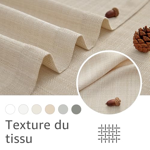 TOPICK Short Beige Kitchen Curtains 70L x 90H cm for Low Cabinet Window Cupboard with Internal Rod Pocket Small Curtain Modern 2 Panels