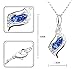 CrazyPiercing Long Teardrop False Element Set Austria Crystal Fashion Earrings Pendant Necklace (Blue)