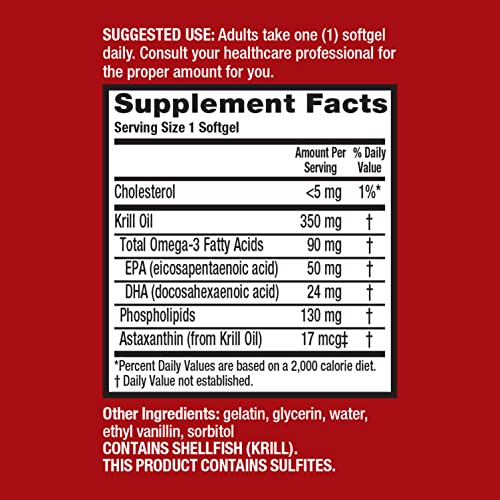 Megared Omega3 Krill Oil 350mg Softgels, (60 Count in A Bottle), EPA