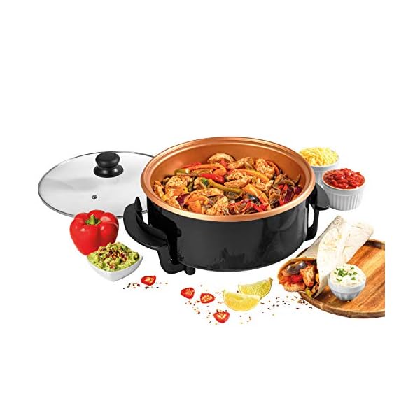 GILES-POSNER-EK4247-Family-Multi-Meal-Maker-1500-W-32-cm-Copper-Non-Stick-Coated-Cooking-Plate-5-Heat-Settings-Detachable-Thermostat Giles & Posner EK4247 Electric Cooking Pan, 1500W Multicooker, Electric Skillet, Family Multi Meal Maker For Pasta…