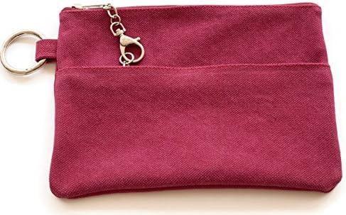 BrownBeans, Thick Canvas Security Double Zipper Organized Wallet Pencil Case Pouch Purse Mens Women (BC01A01) (Red, M)