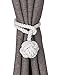 Home Queen Curtain Tiebacks Hand Knitting Cord Rope Holdbacks, Decorative Window Curtain Tie, Drapery Tie Back with Single Ball (1 Pair, Off White)