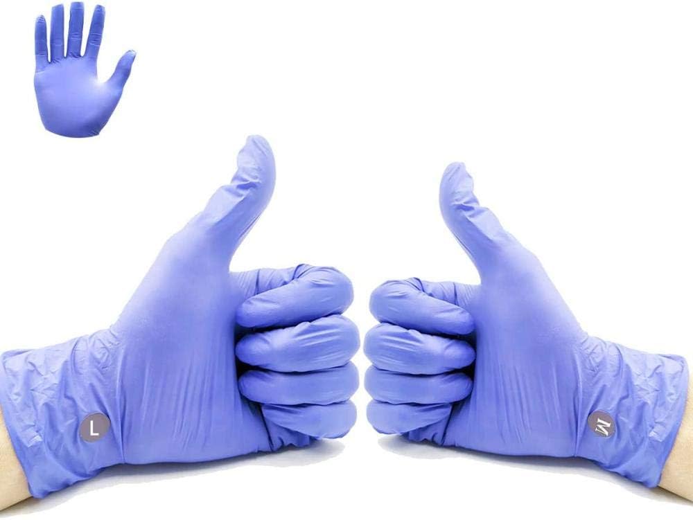 Katoony Disposable Gloves Rubber Comfortable Mechanical Gloves Exam Gloves Powder-Free Latex Dispenser Pack 100pcs-Blue_L