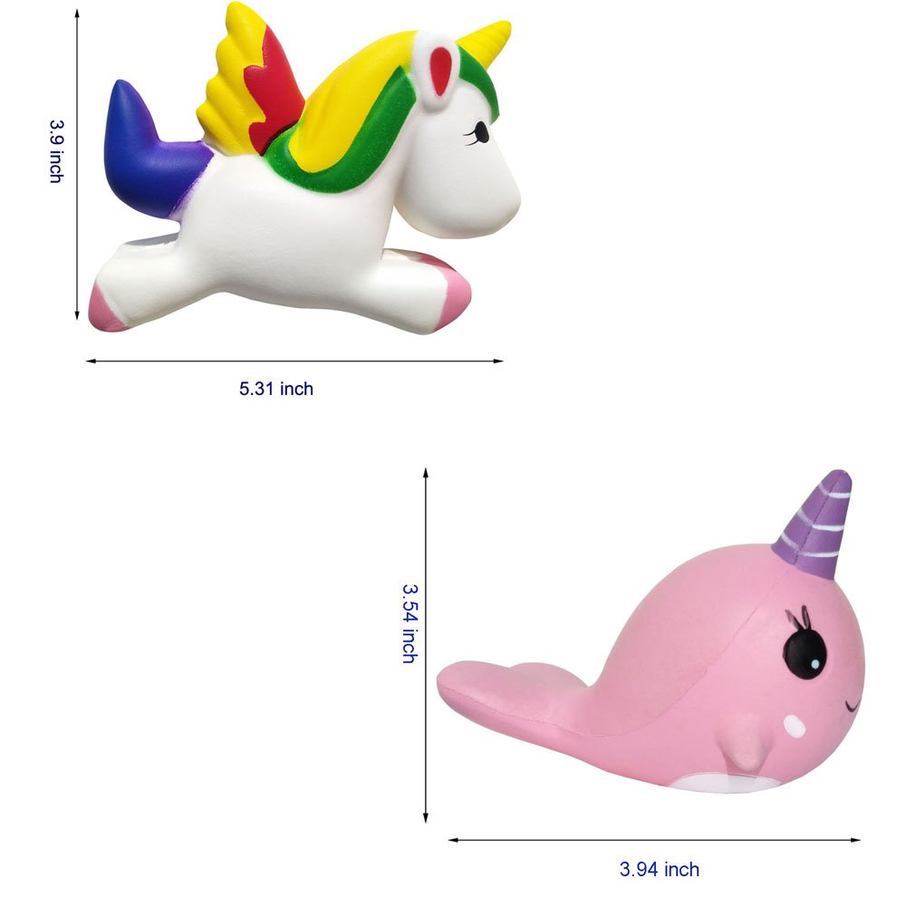 Squishy Unicornio, Ballena Squishy||Squishy Slow Rising||Squishys Kawaii||Antiestres Squishy Juguetes para niños y niña - Regalo de Navidad con el bolso negro del regalo