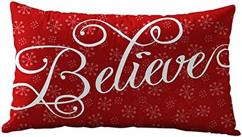 Christmas Pillow Case,Rectangle Cotton Linter Pillow Cases (Christmas Red)