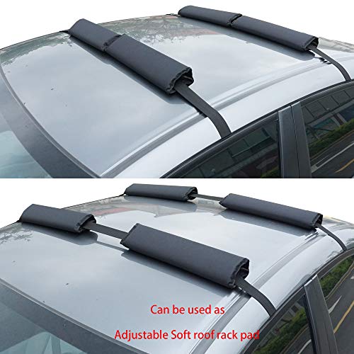 RORAIMA Adjustable No Slide UV Protect Fabric Heavy Duty Areo Car Roof Rack Pads for Crossbar When Hauling Kayak/Canoe/Surf Board/SUP/Snow Board Ski Board/Knee Board Size 17" X13.4X0.8 (43X34X2 cm)