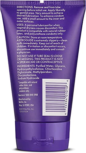 ASTROGLIDE WATER BASED LUBE (4OZ), ULTRA GENTLE GEL PERSONAL LUBRICANT FOR VAGINAL AND ANAL SEX, STAYS PUT WITH NO DRIP FOR MEN, WOMEN AND COUPLES, SAFE FOR TOYS