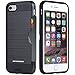 BENTOBEN iPhone 8 Case, iPhone 7 Case Black, Card Slots Slim Fit 2 in 1 Hybrid Anti-Slip Plastic Hard Shell Flexible TPU Bumper Shock-Absorption Protective Case for iPhone 8/iPhone 7(4.7 Inch), Black