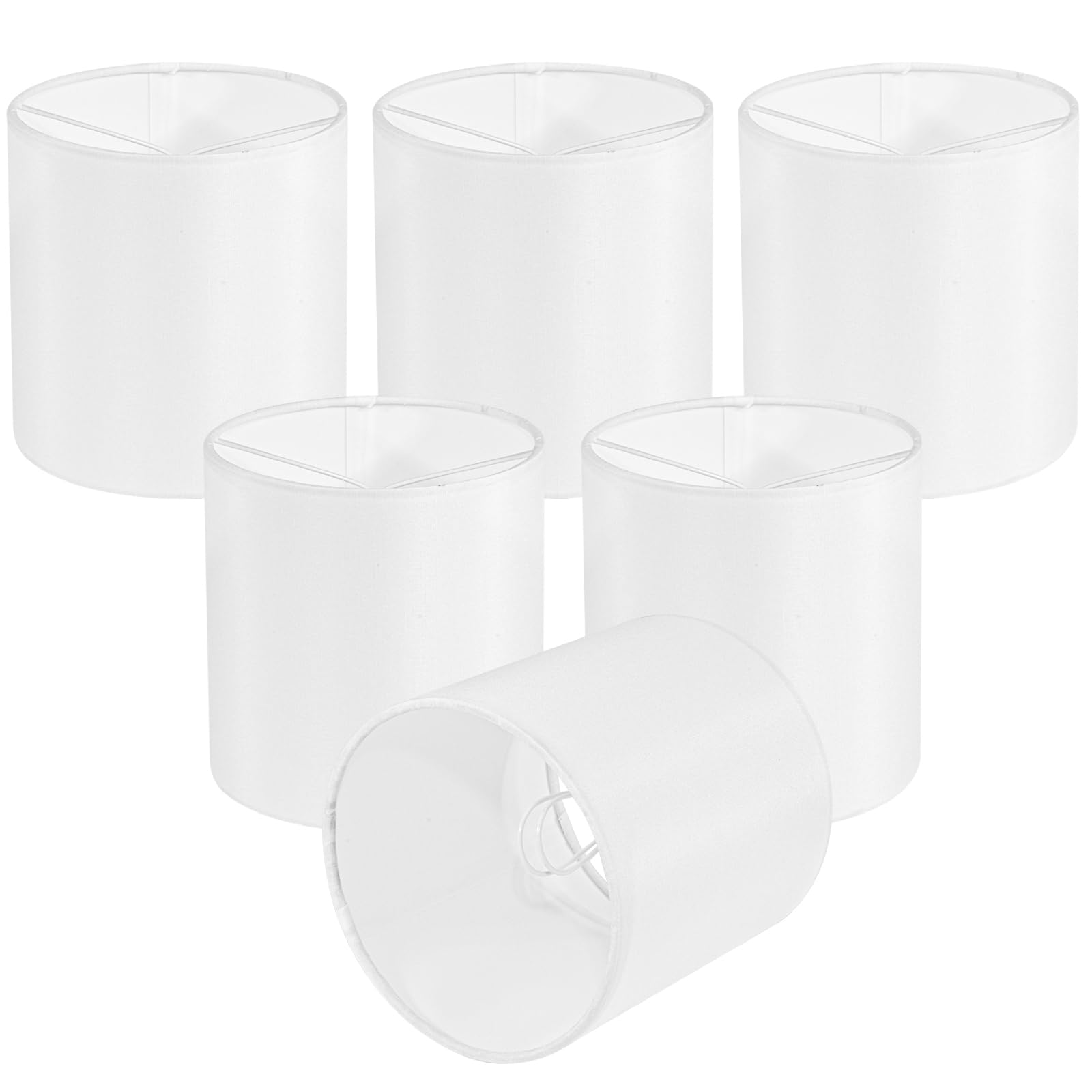 Photo 1 of Chandelier Lamp Shades, Small Lamp Shades Clip-on Bulbs Only for Candelabra Bulbs, White Chandelier Shades 6 Pcs, Mini Lampshades for Chandeliers 5.1" X 5.1" X 5.3, Home Decor Fabric Linen Lampshade