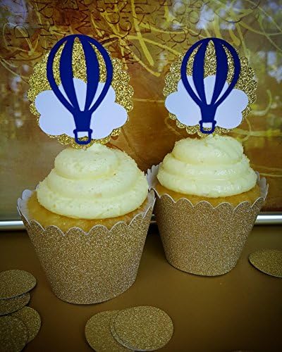Hot Air Balloon Cupcake Toppers. Up Up And Away Cupcake Toppers. 12 Ct.