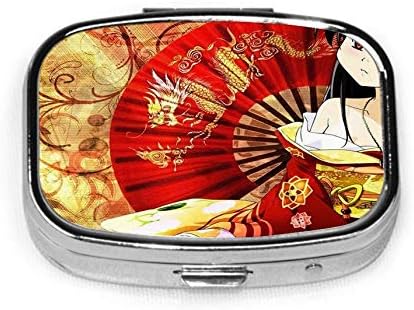 Caja de pastillas de metal cuadrada de Geisha japonesa o ...